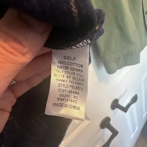 She + Sky 100% Cotton Navy Blue Top w/tie front & button sleeves Womens size XL - Picture 6 of 6